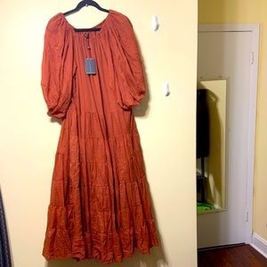NWT Boho rust colored maxi lined dress